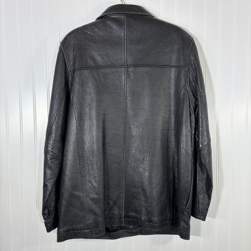 Vtg Womens Black Soft Leather Jacket Size L 90s Y2K Minimalist Soft Grunge Emo - Picture 2 of 16